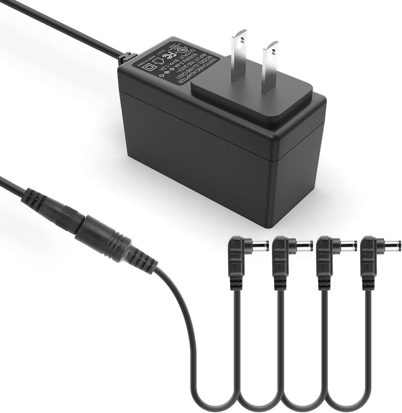 JOVNO مزود طاقة دواسة الجيتار، DC 9V، 1.2A، محول BOSS PSA 9V DC لموصل الطاقة لدواسات الجيتار ولوحة المفاتيح 【5.5 * 2.1mm طرف سالب & 4 كابلات دواسة سلسلة】 - Image 1